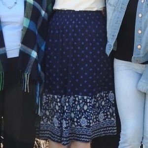 Blue Floral Midi Skirt